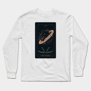 Cat Tarot Card | The World XXI Long Sleeve T-Shirt